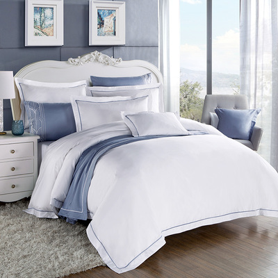 五星級酒店床上用品60支純棉六件套賓館白色四件套全棉純色長絨棉 - 360購物